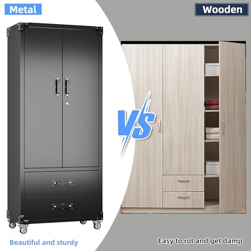 Black Metal Garage Storage Cabinet with Pegboard R363