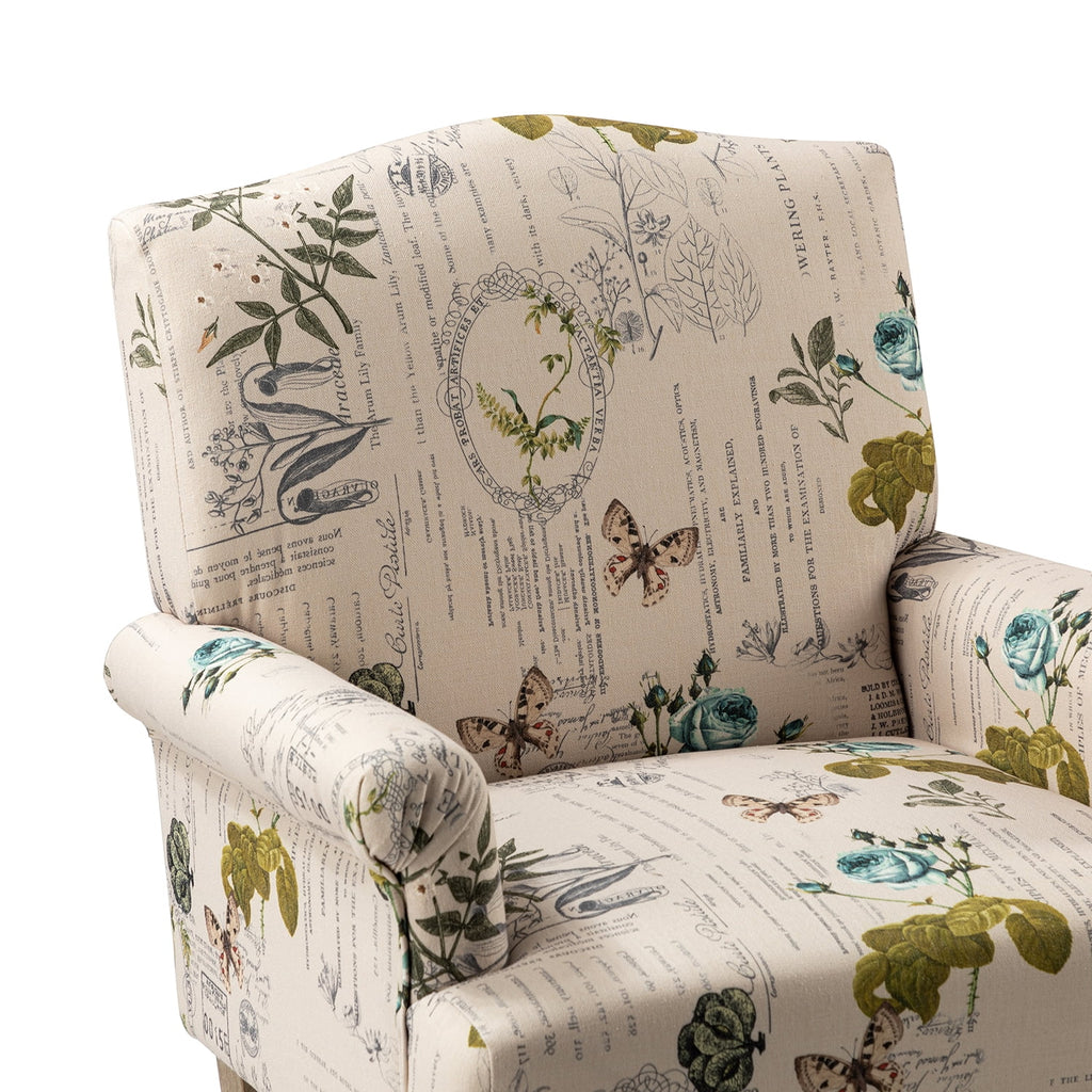 Upholstered Armchair Set of 2 with Pattern & Wooden Legs K7572