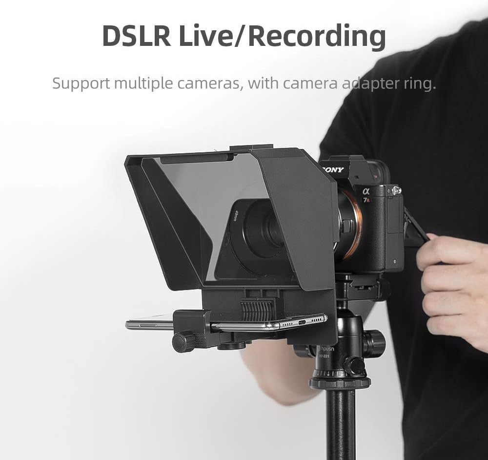 Portable Teleprompter Kit with Remote Control for Phone and DSLR Recording Pack of 2 Q7335