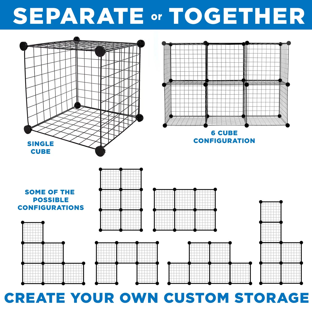 Wire Storage Cubes 6-Cube Metal Organizer 15 lb Weight Capacity K6425