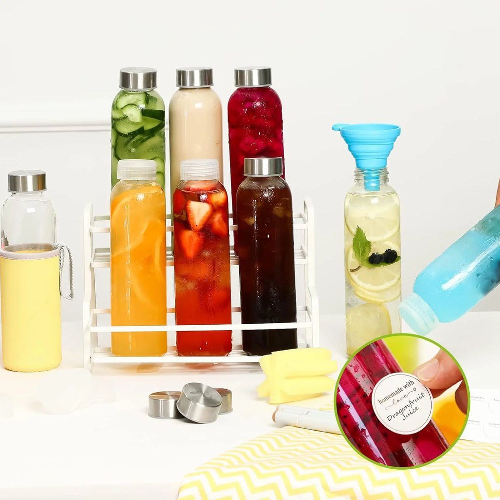 12 Pcs 18 oz Glass Water Bottles Y339960