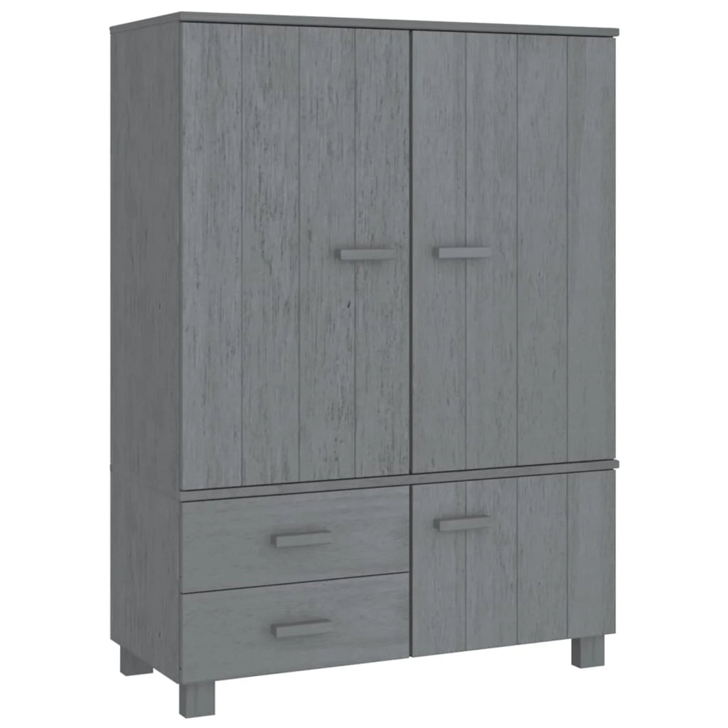 Dark Gray Solid Wood Pine Wardrobe A140174