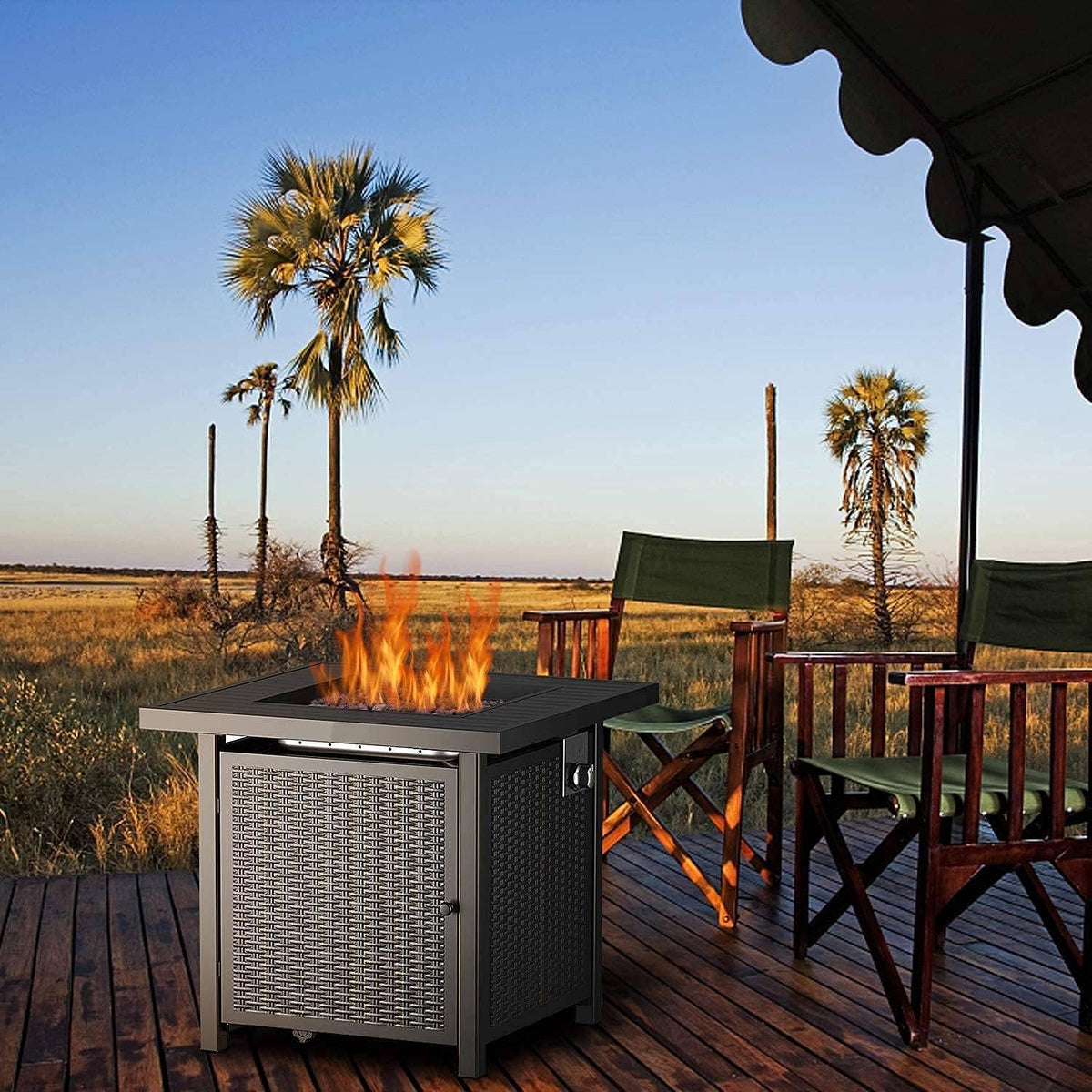 28 Inch 50,000 BTU Propane Gas Fire Pit Table with Lid O6870
