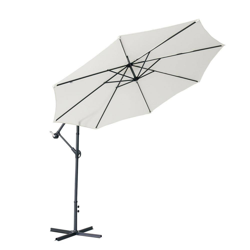 White Iron Cantilever Patio Umbrella D6081