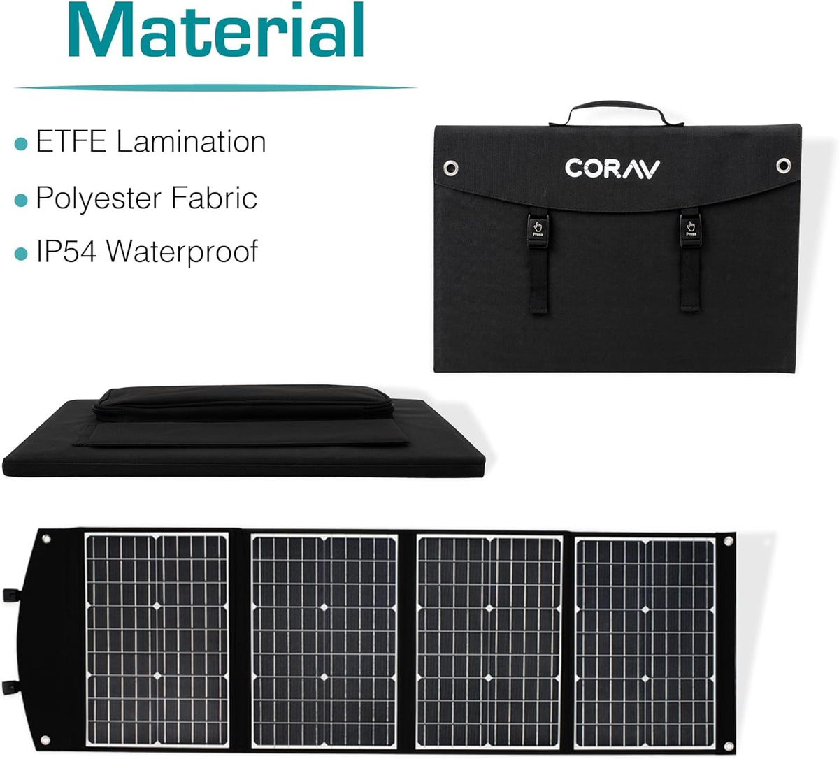 120W Foldable Solar Panel with USB C 45W, USB A QC3.0 24W, 18V DC, IP54 Waterproof D712