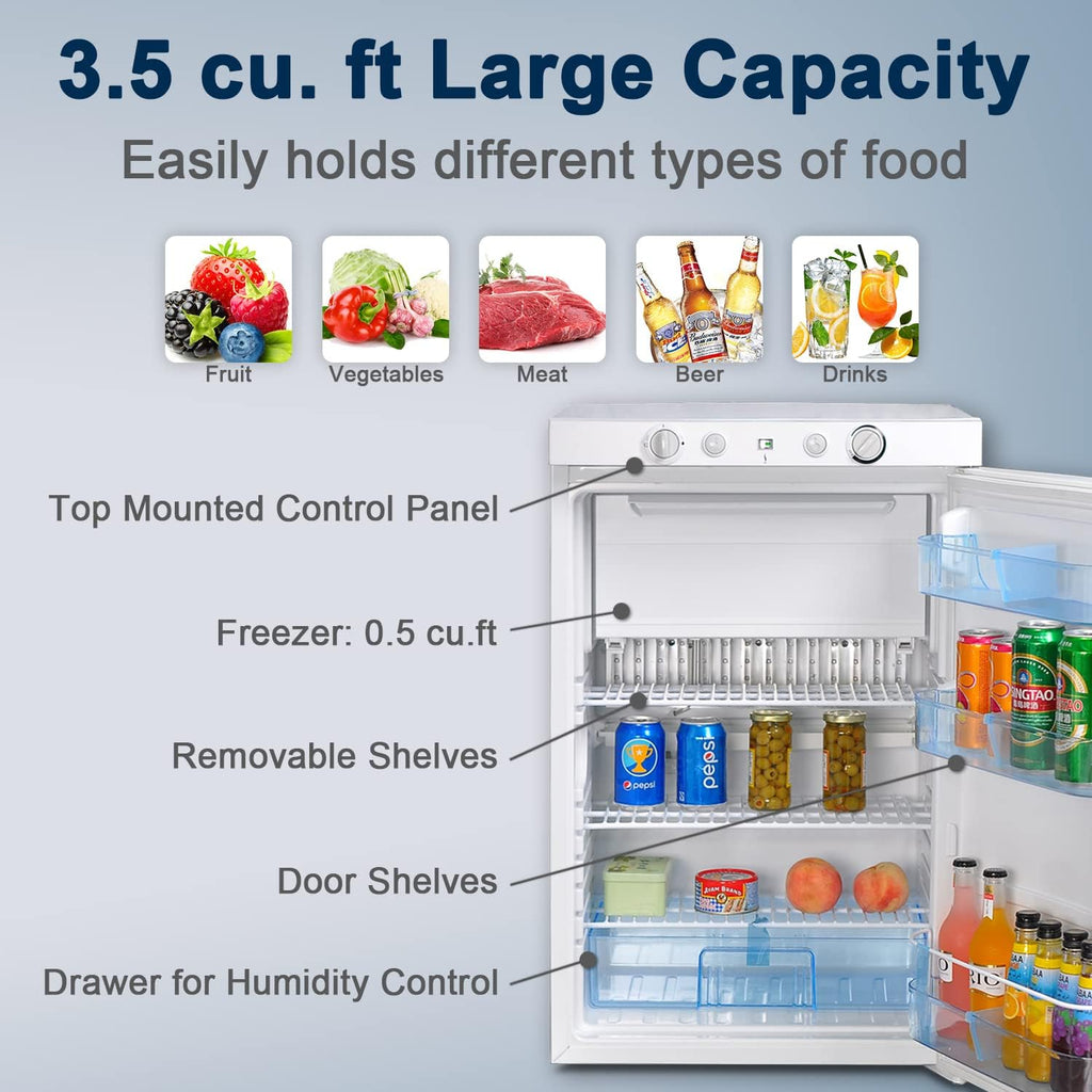 3 Way Propane Refrigerator with Freezer for RV Camper K723587