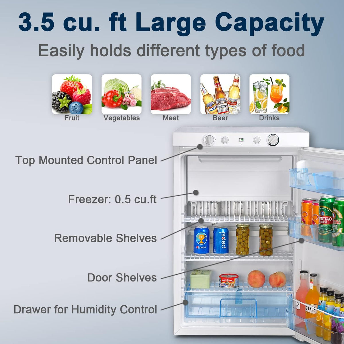 3 Way Propane Refrigerator with Freezer for RV Camper K723587