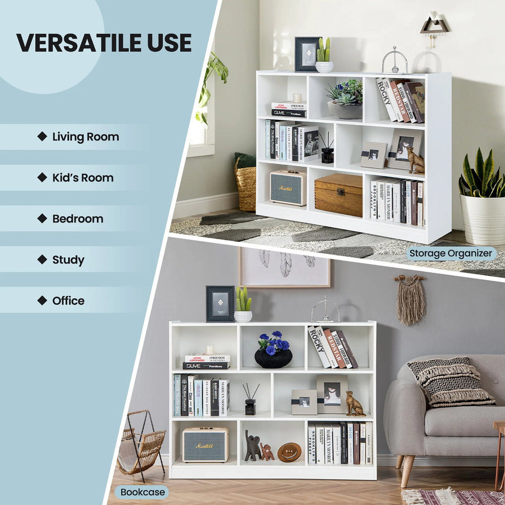 White 3-tier 8-Cube Floor Standing Storage Bookcase J91518
