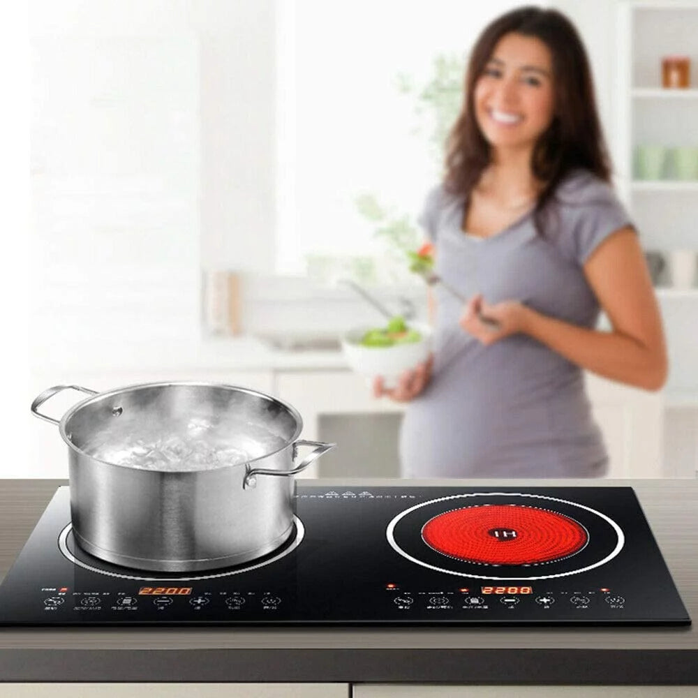 2400W Electric Double Burner Cooktop Black L725986