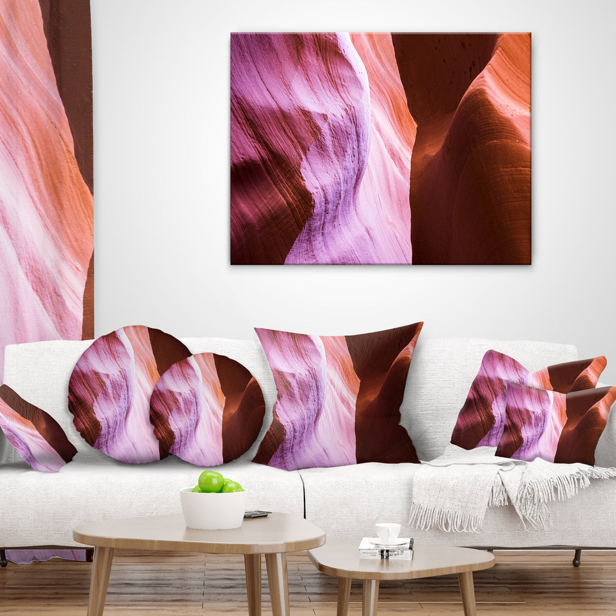 Purple Shade in Antelope Canyon Landscape Photography Throw Pillow Q624057