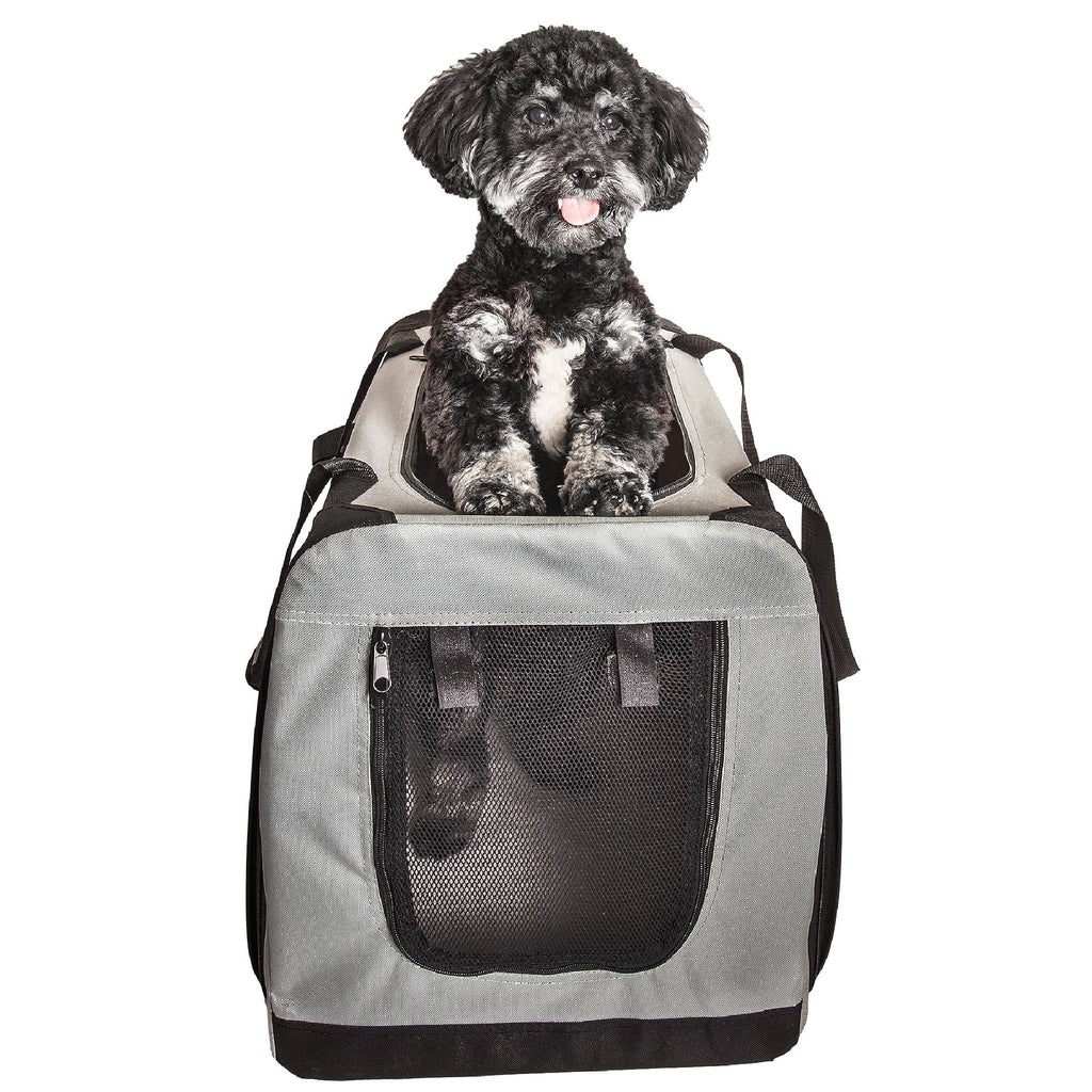 Grey Metal Framed Soft-Folding Dog Crate L8038