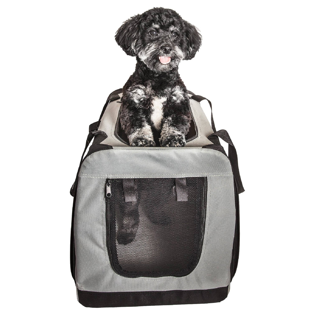 Grey Metal Framed Soft-Folding Dog Crate L8038