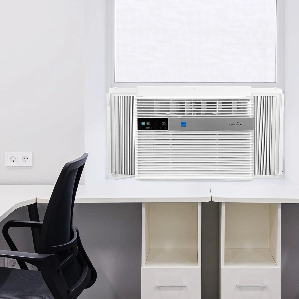 Single Phase Window Air Conditioner Unit with LED Display and Installation Kit, White J870517