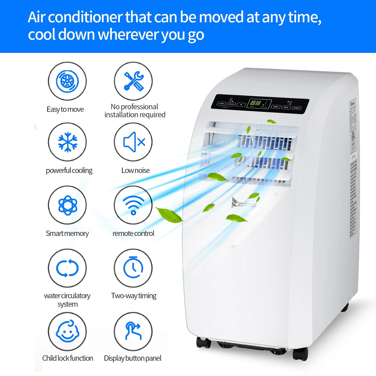 Portable Air Conditioner 7760BTU with Remote Control, White I857
