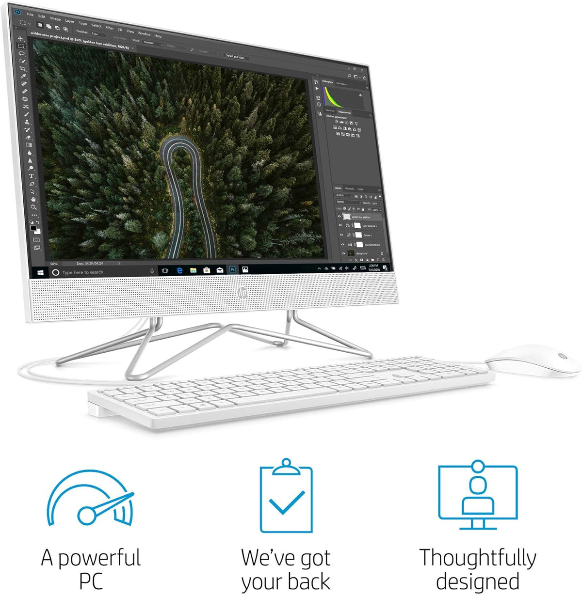 24-inch All-in-One Desktop Computer, AMD Athlon Silver 3050U, 8 GB RAM, 256 GB SSD, Windows 10 Home, White X349769