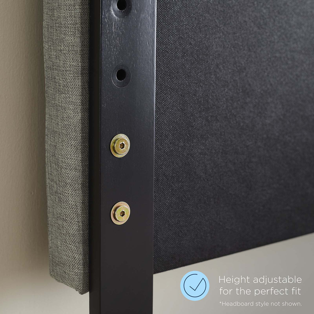 Grey Tufted Fabric Wood Headboard Y24728