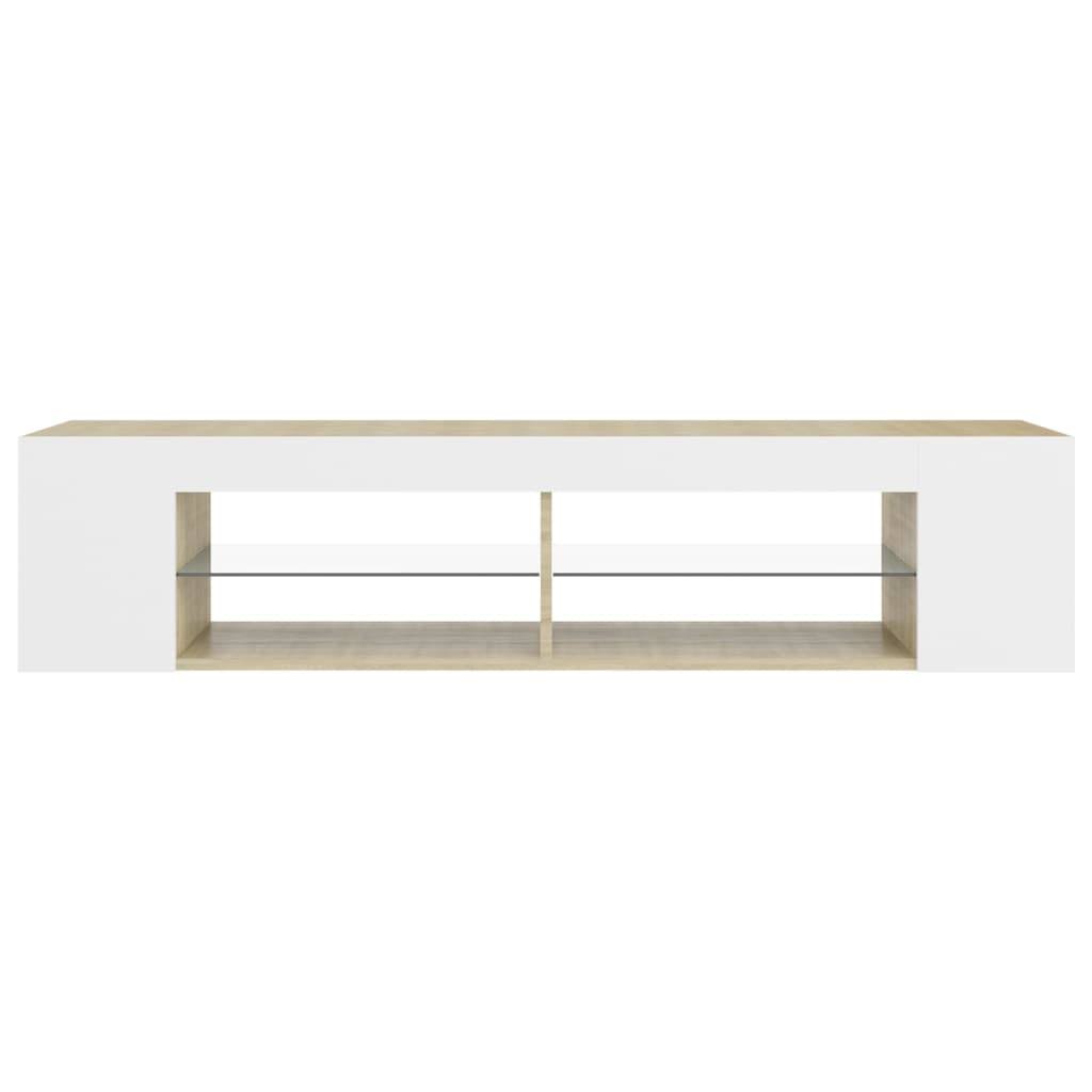White Sonoma Oak TV Cabinet with LED Lights A443