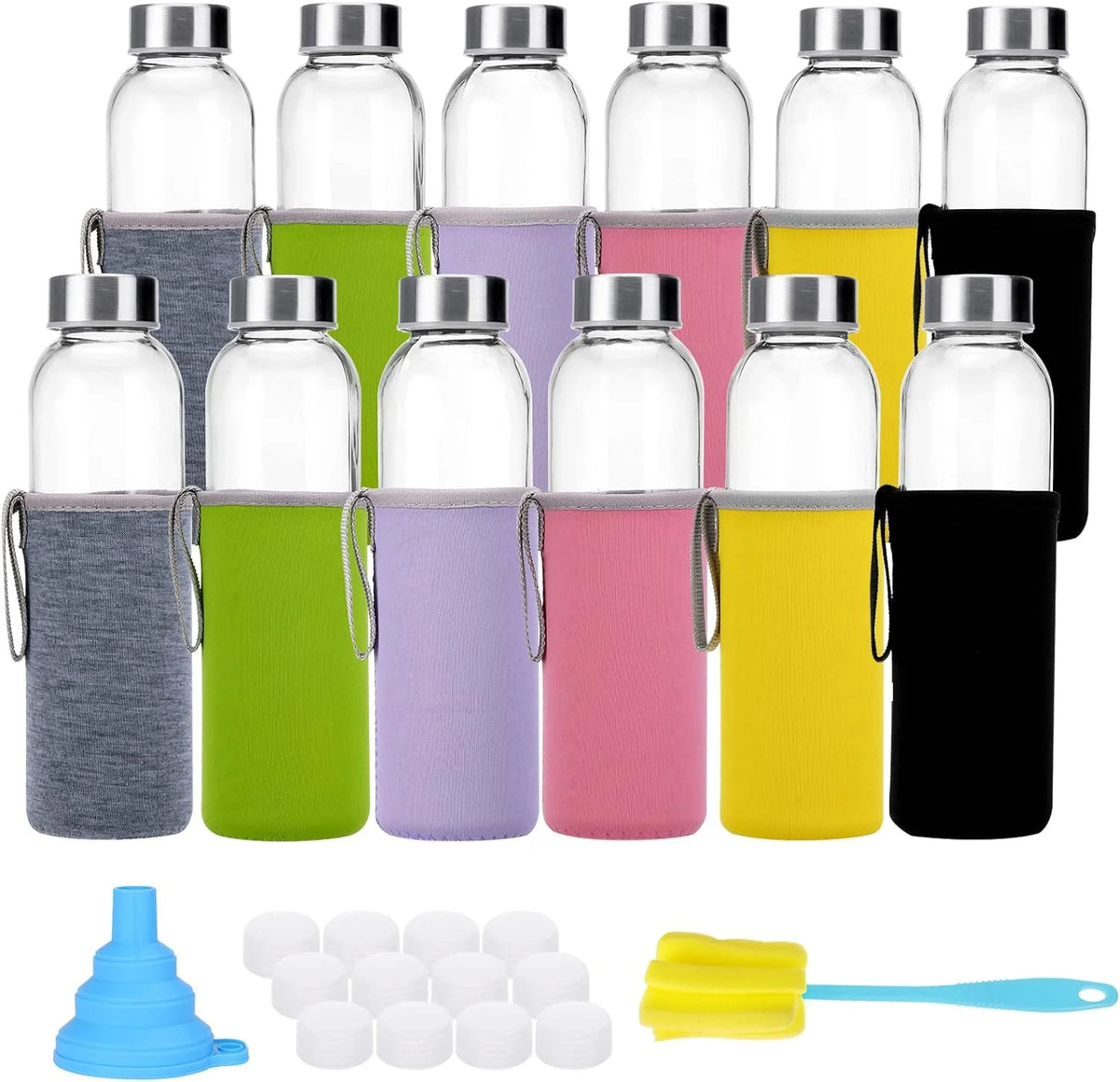 12 Pcs 18 oz Glass Water Bottles Y339960