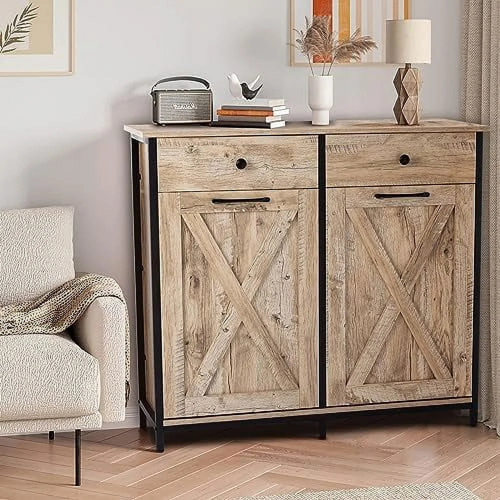Double Tilt Out Trash Cabinet with Hideaway Drawer A2933