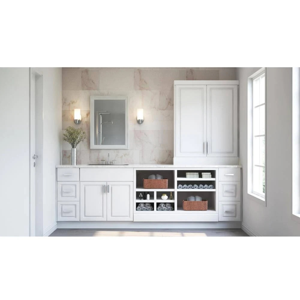 Satin White Pull Out Trash Can Base Kitchen Cabinet A478