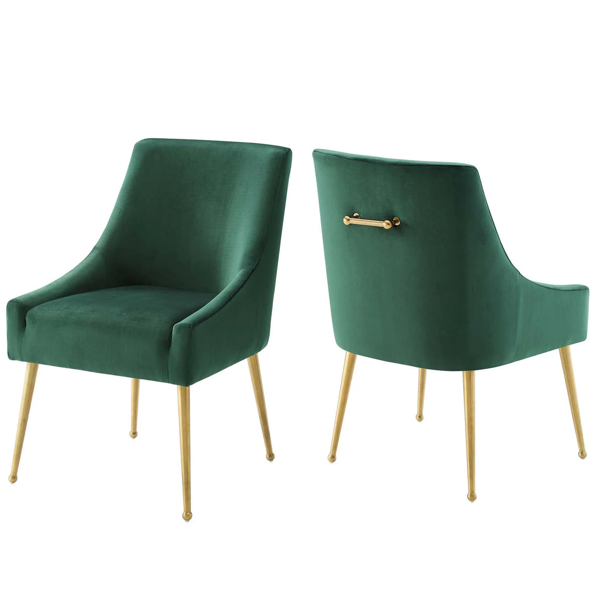 Green Velvet Upholstered Dining Chair Set of 2 H46844
