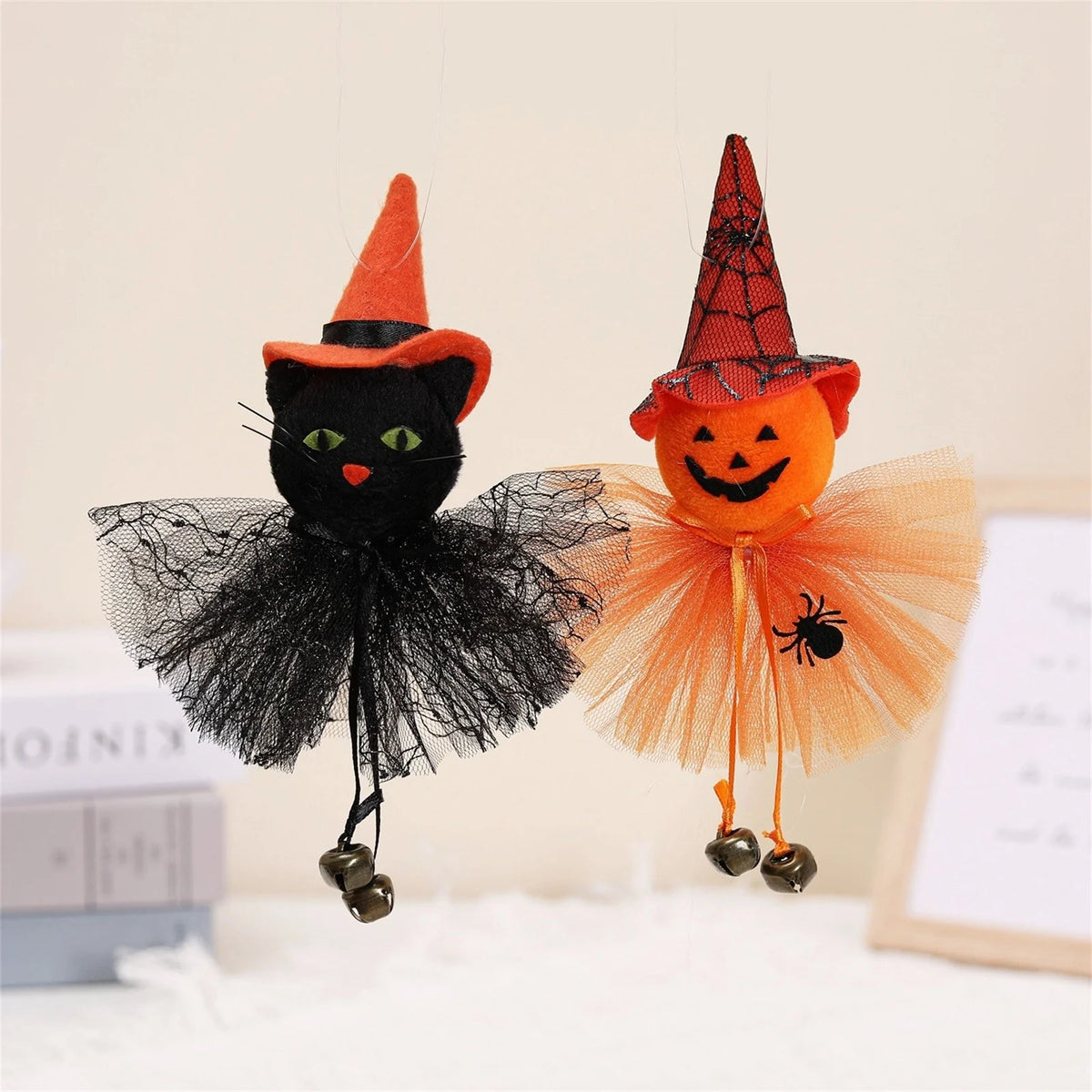 Halloween Doll Pumpkin Ghost Cat Charm Doll Scary Witch Doll Q749