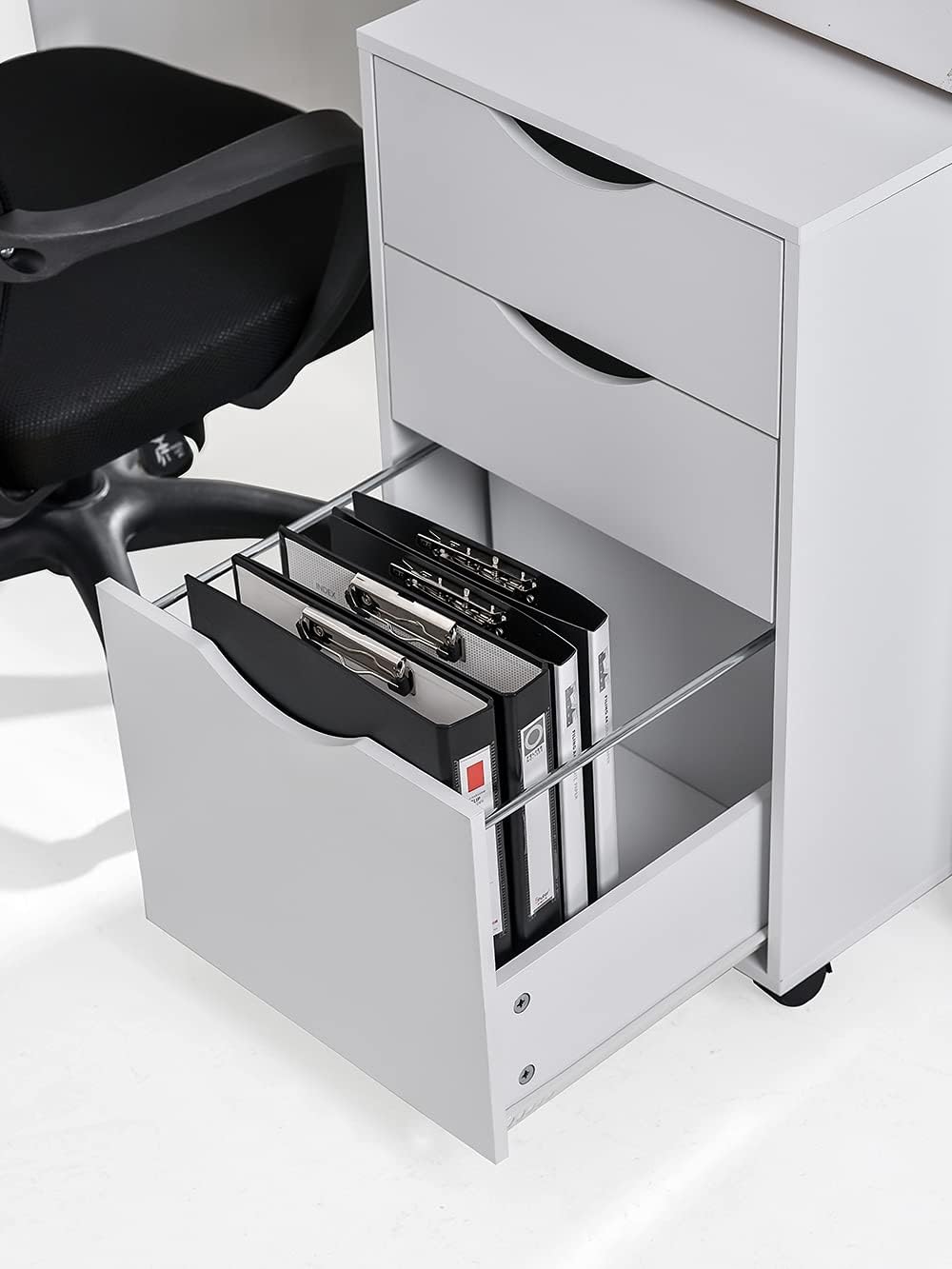 White 3 Drawer Wooden Mobile Filing Cabinet with Wheels R262472