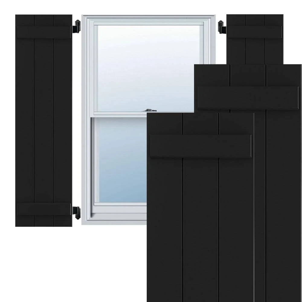 Black Composite Wood Board-n-Batten Shutters N700917