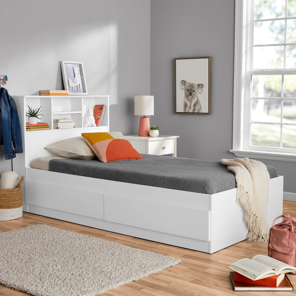 Twin Storage Bed with Bookcase Headboard H403