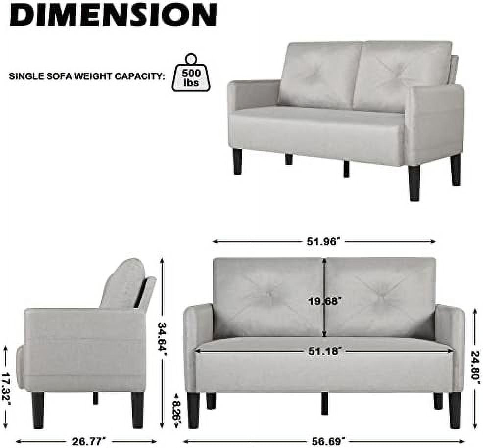 Compact 2-Seat Fabric Loveseat Sofa with USB Charging Ports D586517