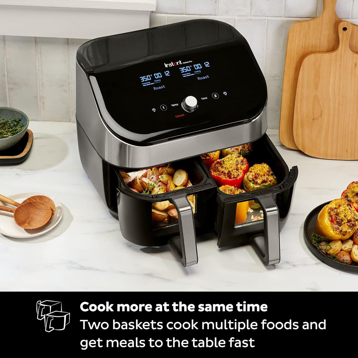 8 Quart Dual Basket Air Fryer with ClearCook Easy View Windows G845