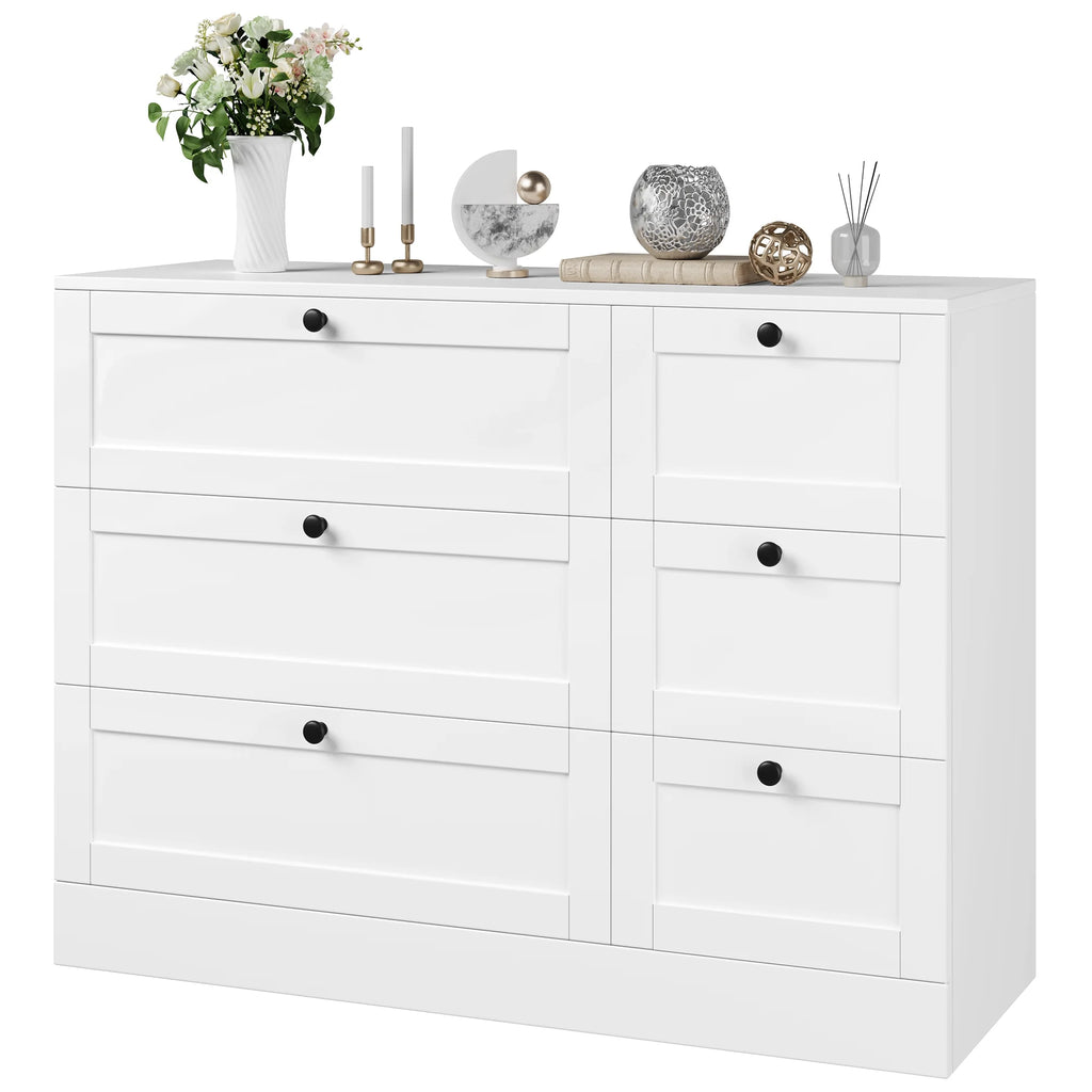White 6 Drawer Wood Dresser W745557
