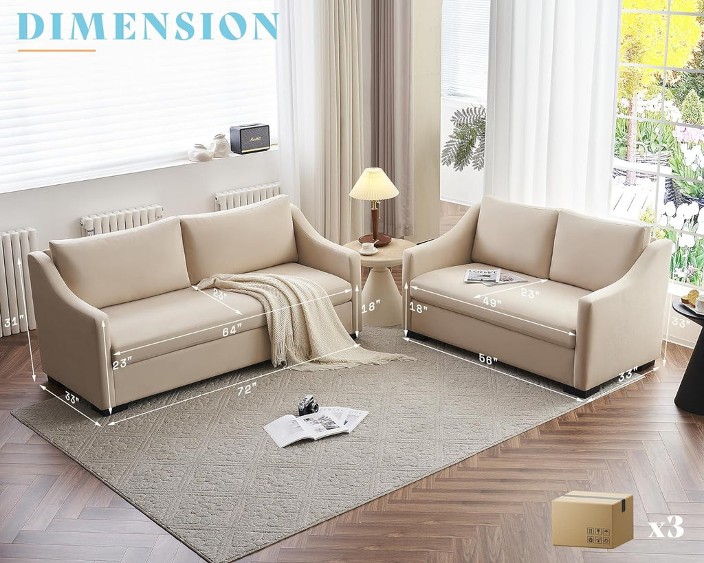 Beige Chenille 2 Piece Sofa P24646