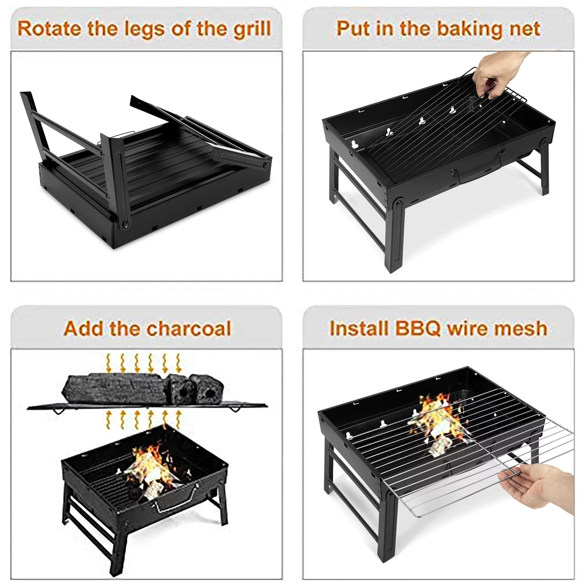 Charcoal Grill, Portable Folding BBQ Grill L849