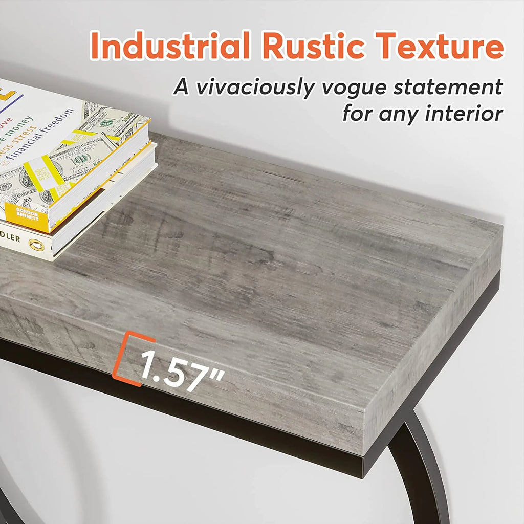 55" Console Sofa Table with Geometric Metal Frame U668