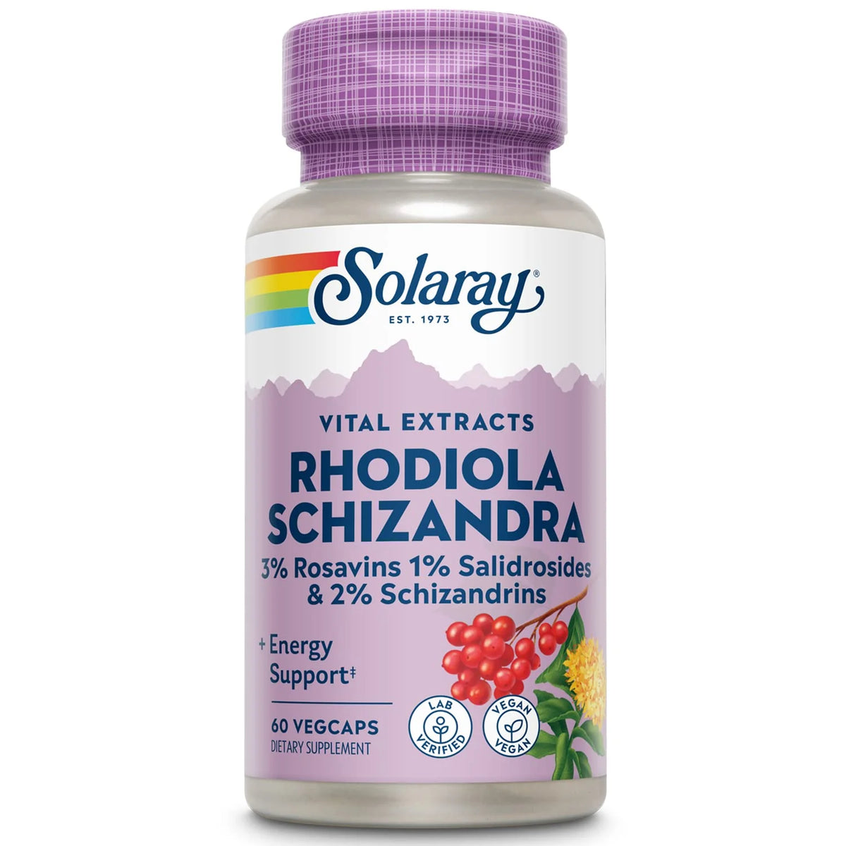 Rhodiola and Schizandra Supplement 500 mg 60 Count I327