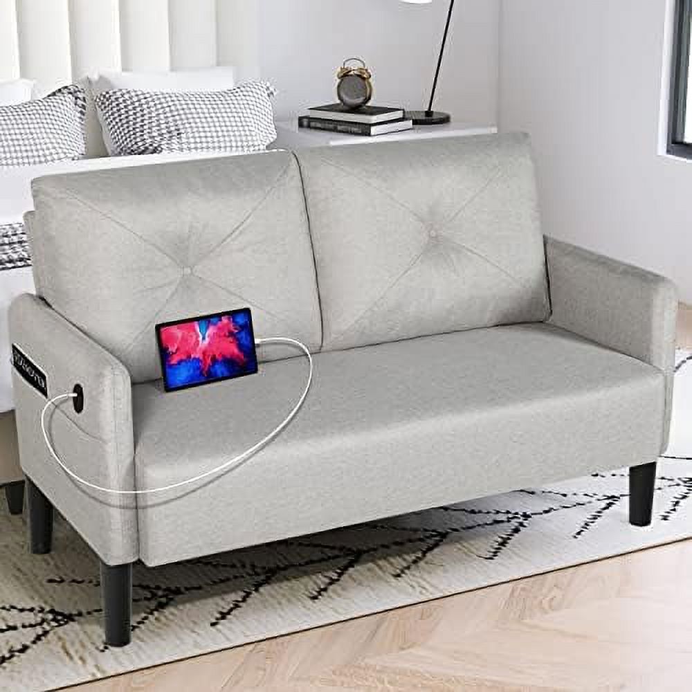 Compact 2-Seat Fabric Loveseat Sofa with USB Charging Ports D586517