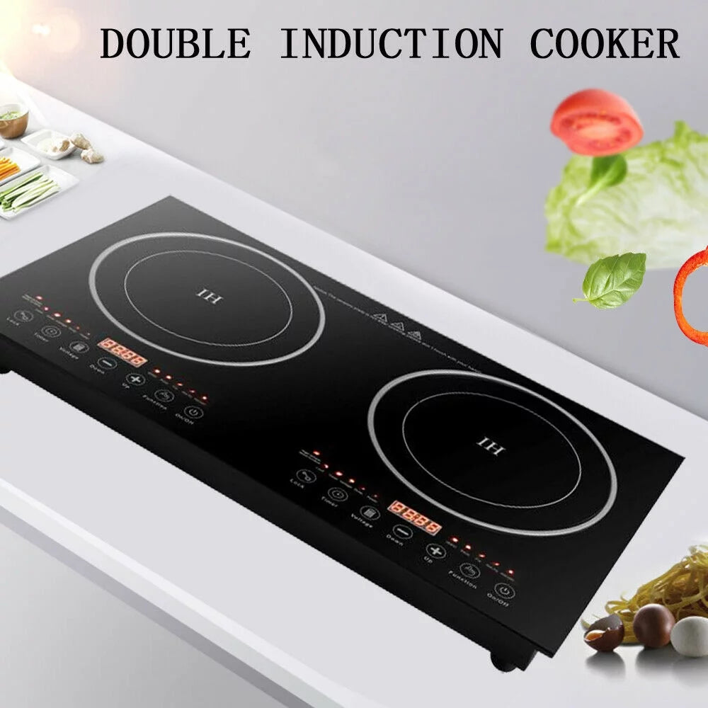 2400W Electric Double Burner Cooktop Black L725986
