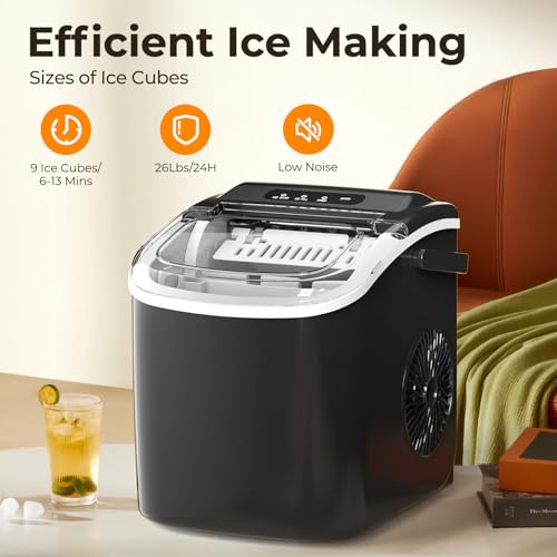 Portable Countertop Ice Maker with Carry Handle, Black, Green G347