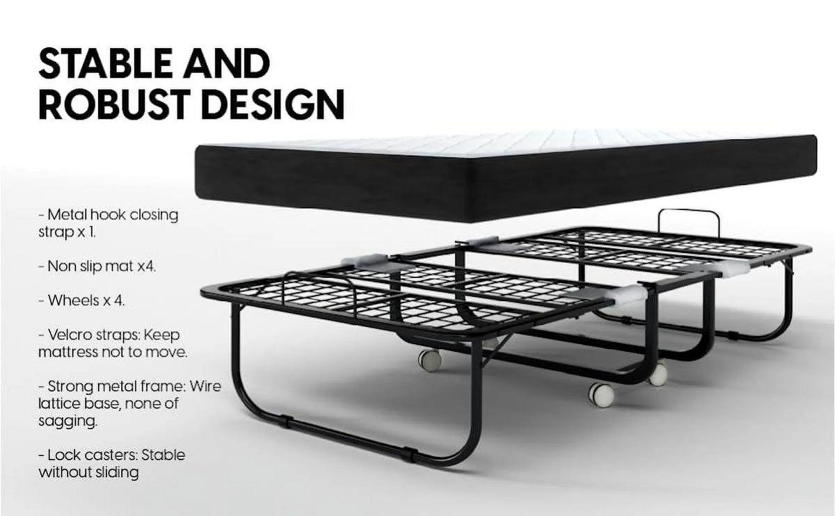 Folding Bed with Mattress 75x38 Cot Size Memory Foam V6489
