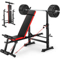 Adjustable Weight Bench Set with Barbell Rack Y3632