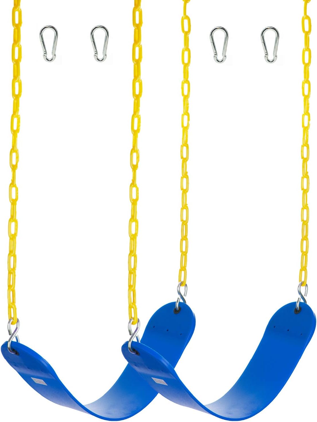Red Pack of 2 Heavy Duty Swing Seat Replacement with Plastic Coated Chain and Carabiners I2073