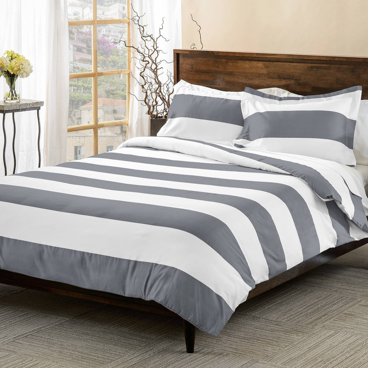 Cotton Rich Duvet Cover Set, Full/Queen D28339