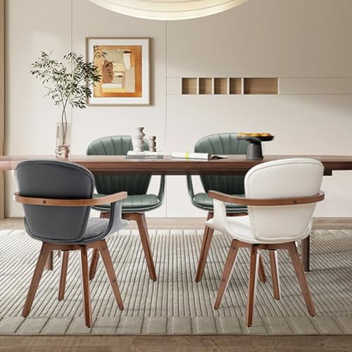 Set of 2 Gray Fabric Faux Leather Dining Chairs with Arms M202