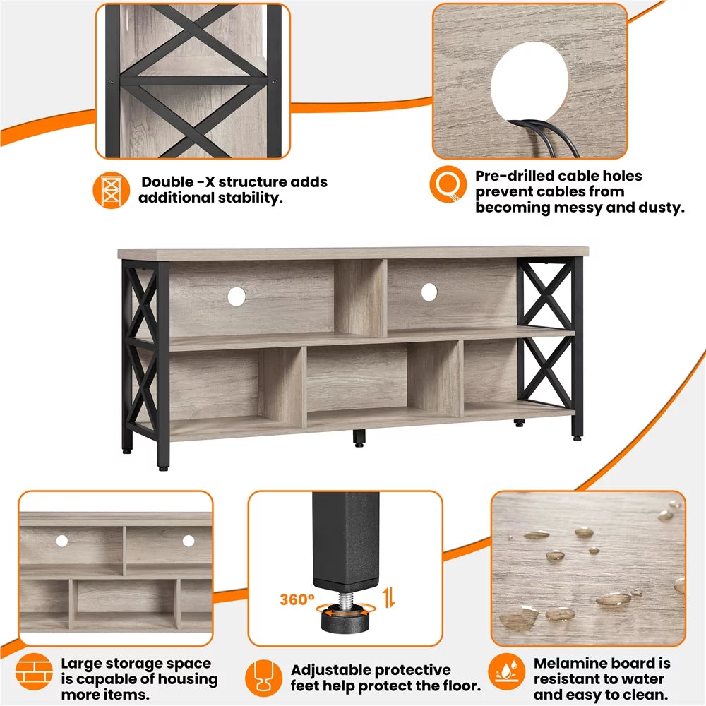 Gray TV Stand with Storage K4223