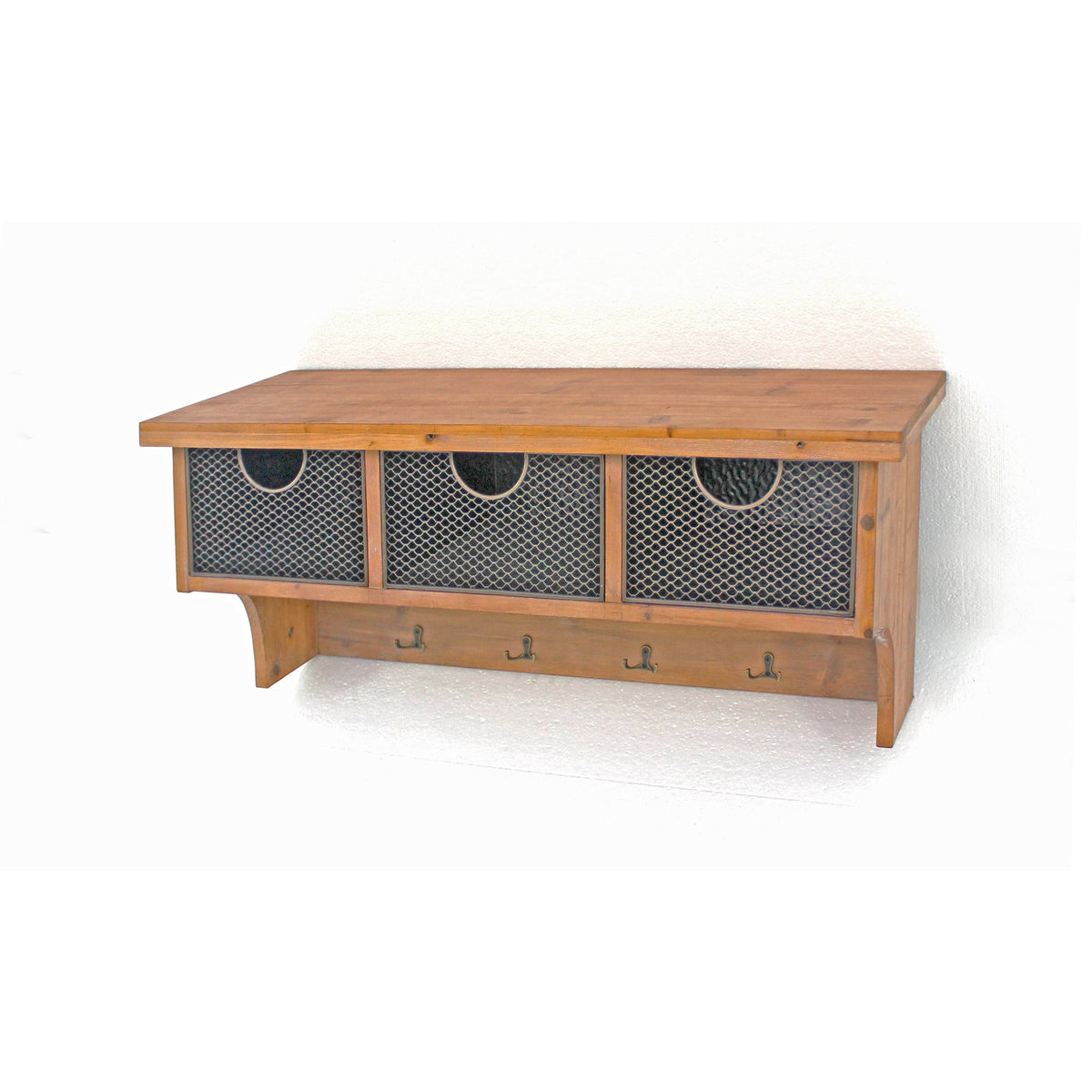 Wood Wall Shelf with 4 Hooks Y476412