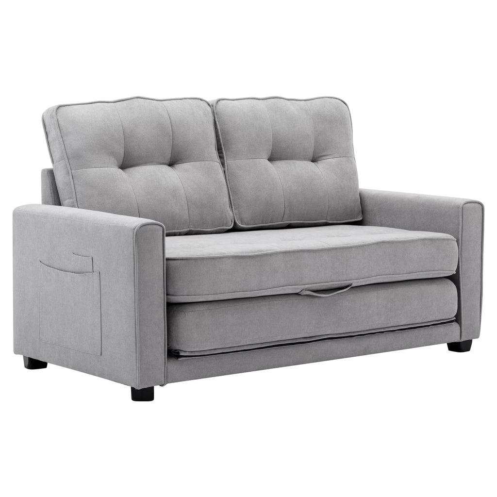 Grey Upholstered Loveseat Sofa with Pull-Out Bed U790
