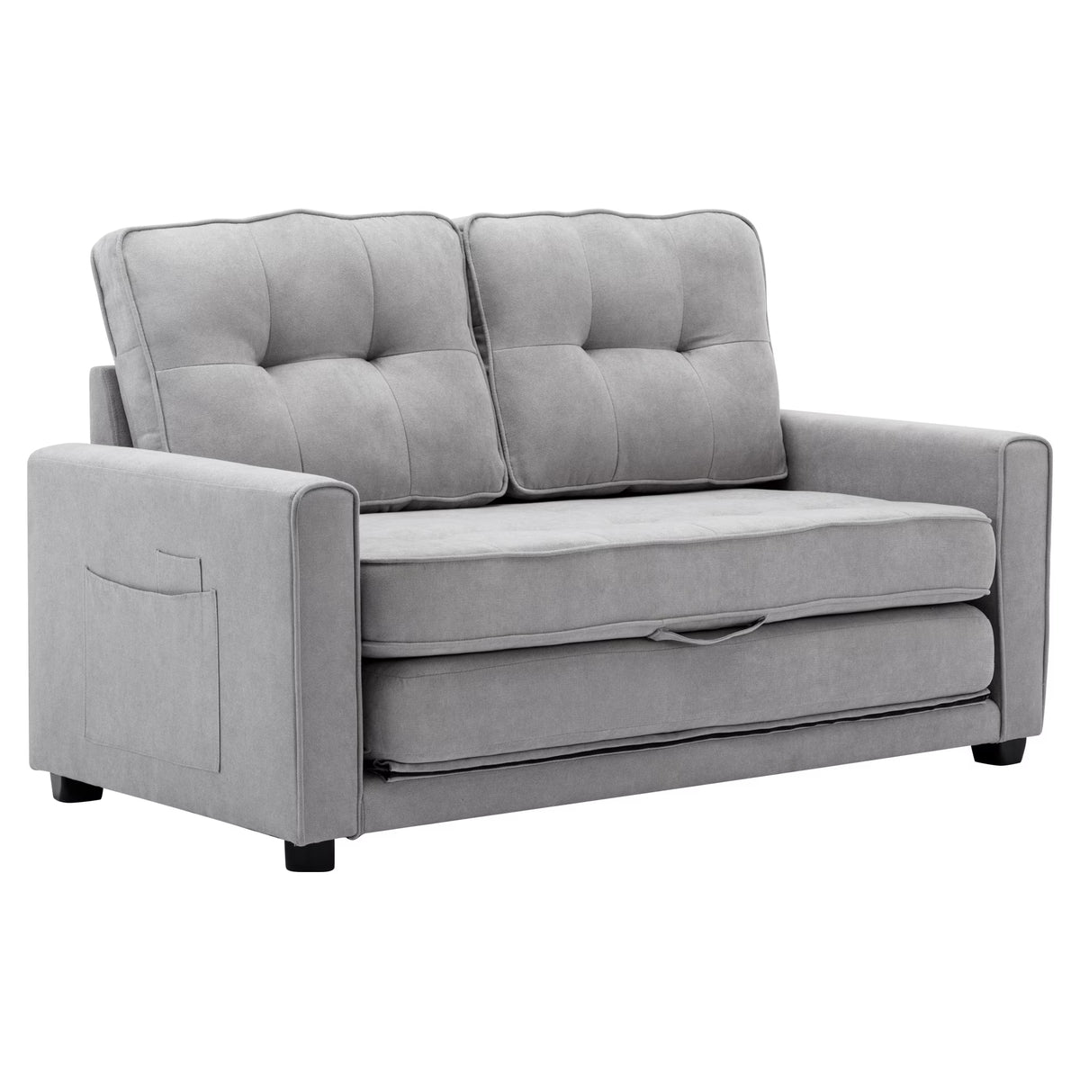 Grey Upholstered Loveseat Sofa with Pull-Out Bed U790