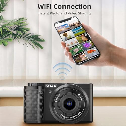 Mirrorless Camera with 16-80 mm 5X Optical Zoom Lens, 3.2 Inch Flip Screen, 4K 30fps Video Camera Q35093