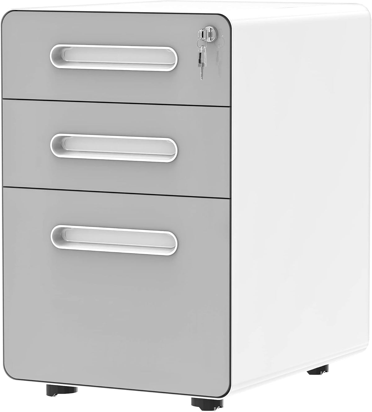 Black 3-Drawer Metal Rolling File Cabinet with Lock S7649